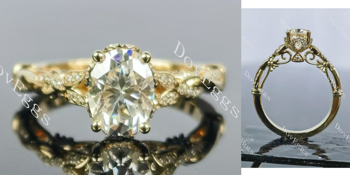 Doveggs oval vintage moissanite engagement ring