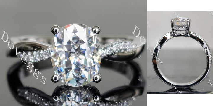 Oval curved moissanite engagement ring main view| Doveggs
