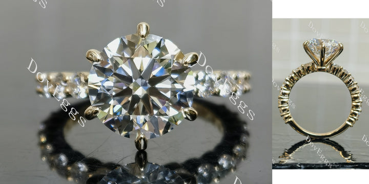 Round pave moissanite engagement ring main view| Doveggs