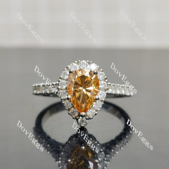 (size 11) Doveggs sterling silver 3ct champagne color pear moissanite engagement ring
