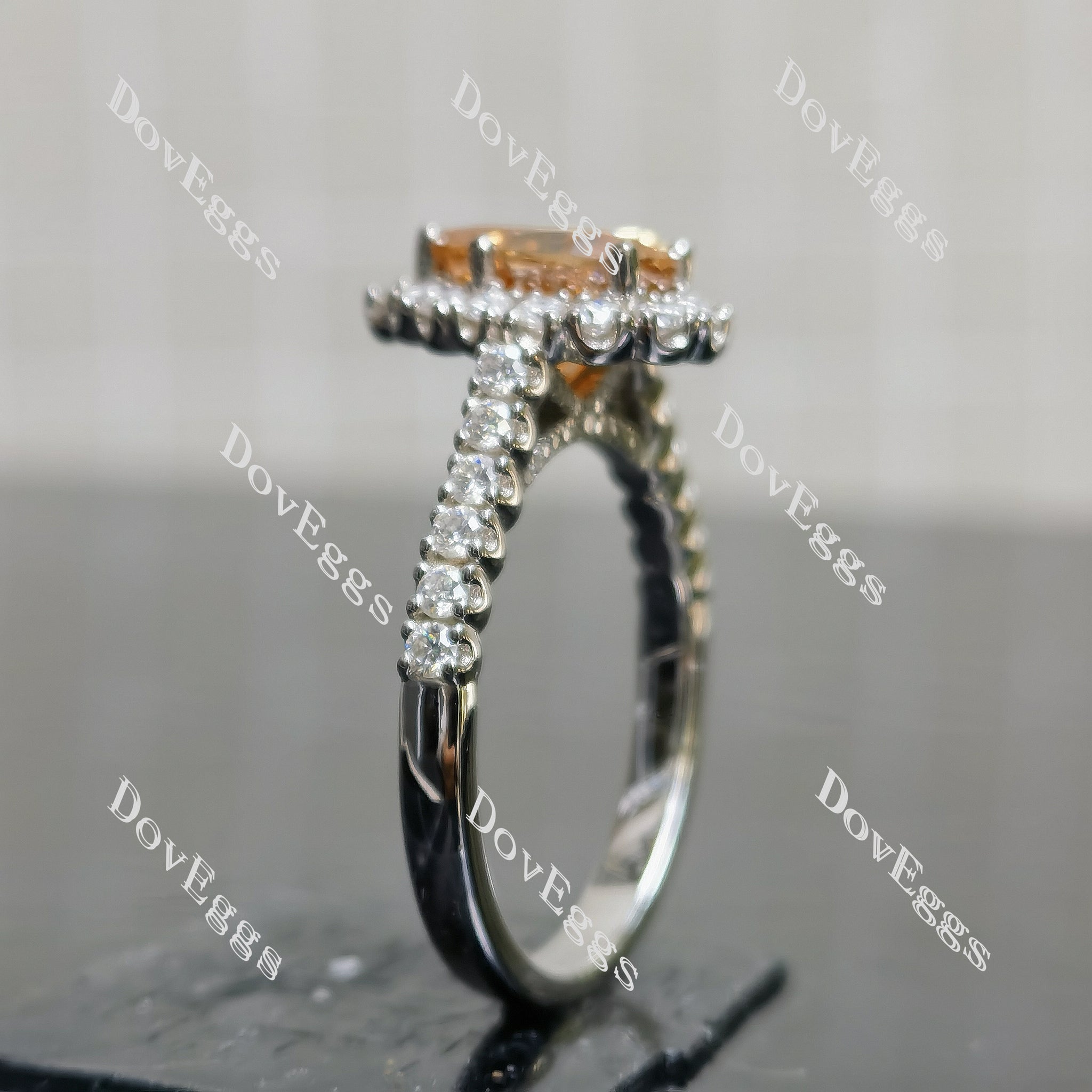 (size 11) Doveggs sterling silver 3ct champagne color pear moissanite engagement ring