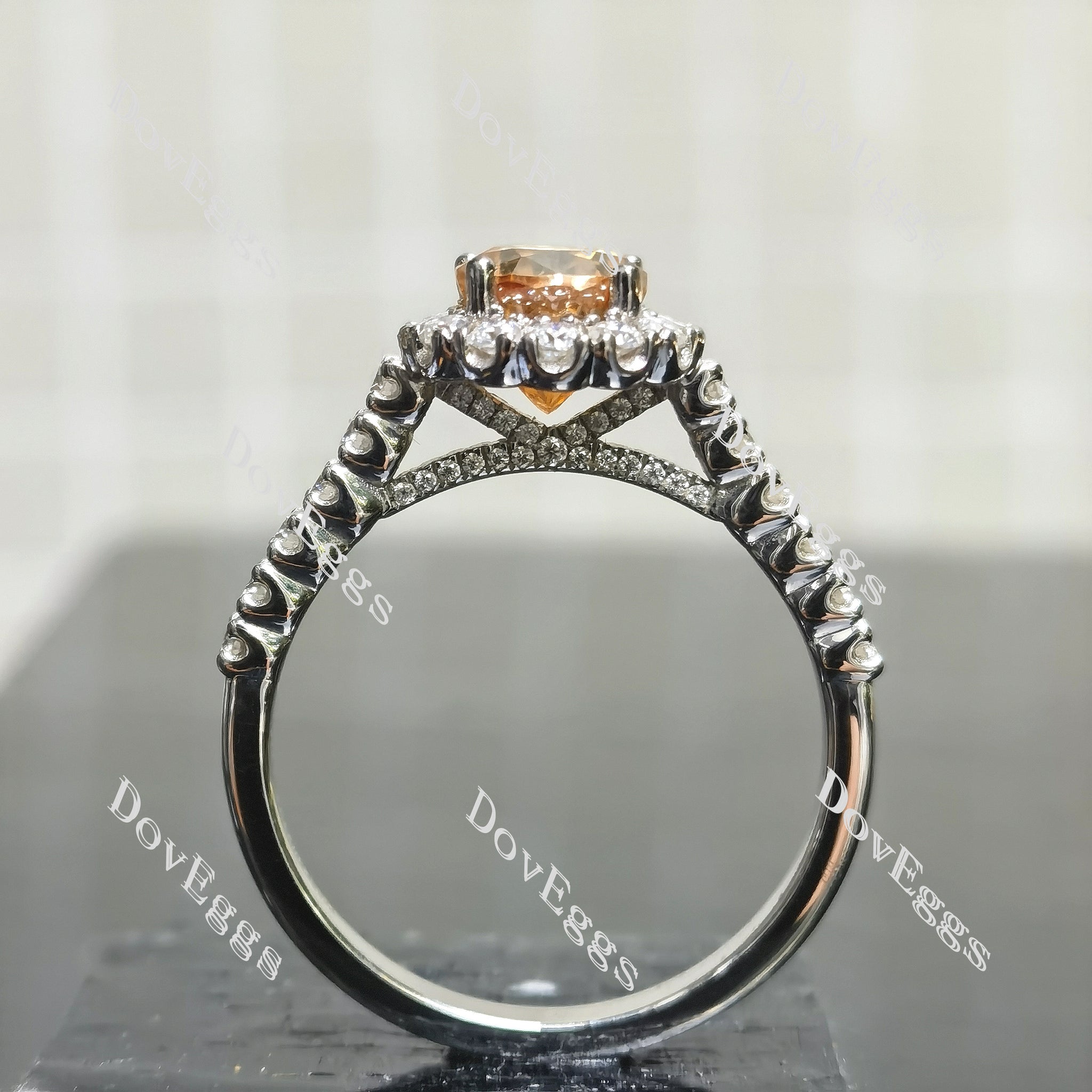 (size 11) Doveggs sterling silver 3ct champagne color pear moissanite engagement ring