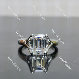 (size 6.5)Doveggs 3ct GHI color emerald moissanite engagement SS ring