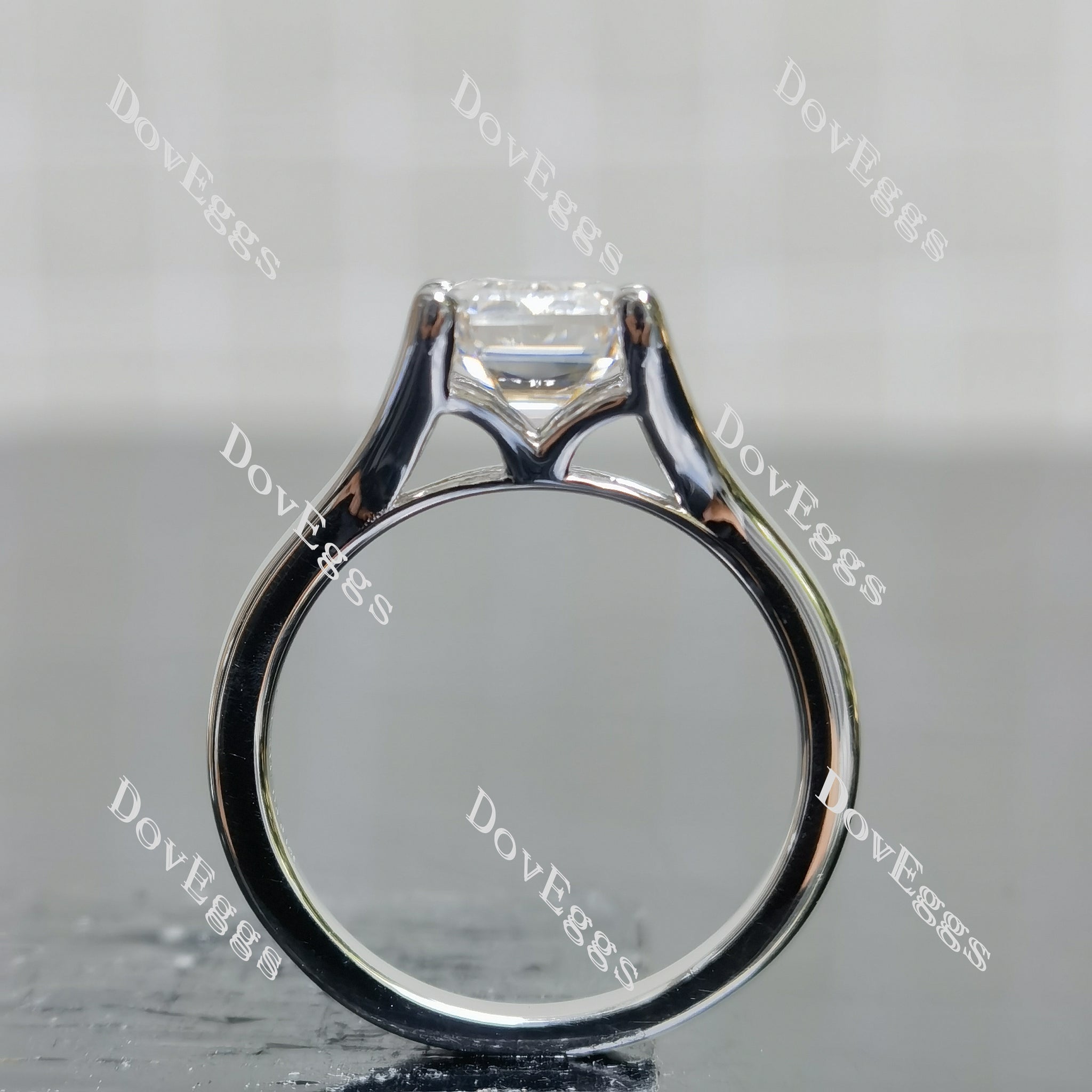 (size 6.5)Doveggs 3ct GHI color emerald moissanite engagement SS ring