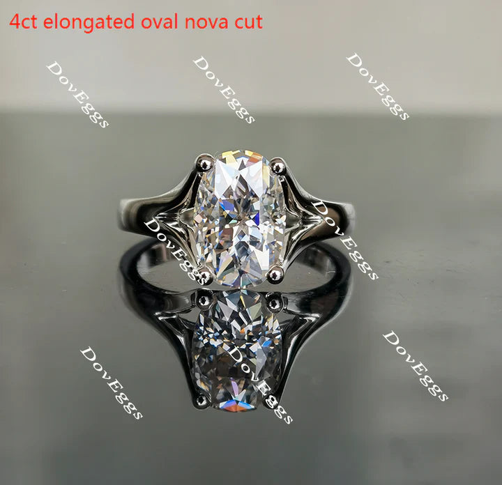 Elongated oval moissanite engagement ring|Doveggs