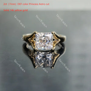 Solitaire split shank princess moissanite engagement ring| Doveggs