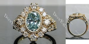 Oval floral colored moissanite engagement ring main view|Doveggs