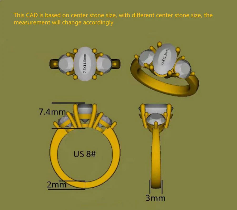 Lab Diamond Ring with 5mm GHI Color Accents (Moissanite/LGD) in 10K/14K/18K Gold or Platinum | DovEggs