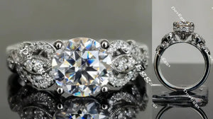 Lab Diamond Ring with Pave Accents (Moissanite/LGD) in 10K/14K Gold or Platinum | DovEggs