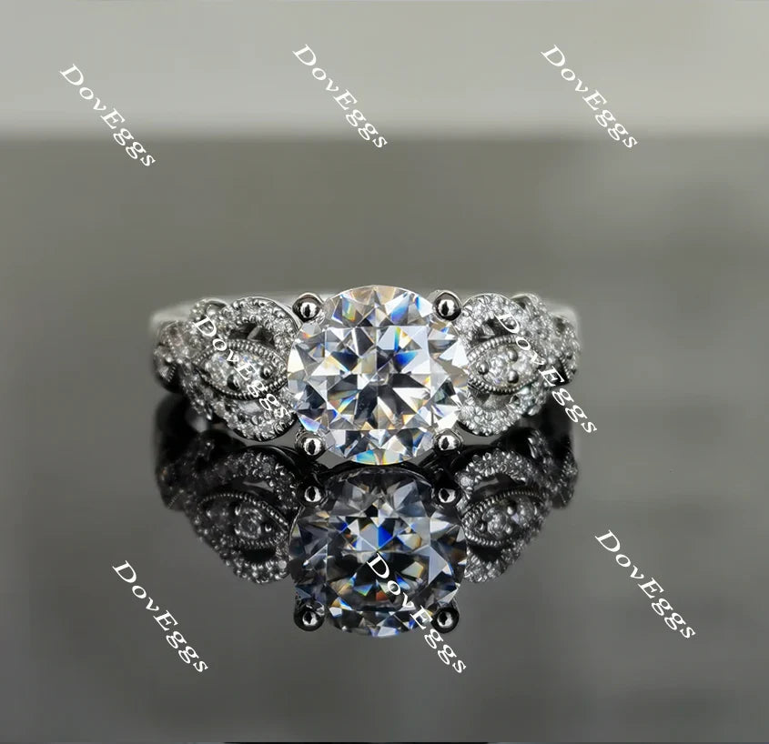 Lab Diamond Ring with Pave Accents (Moissanite/LGD) in 10K/14K Gold or Platinum | DovEggs