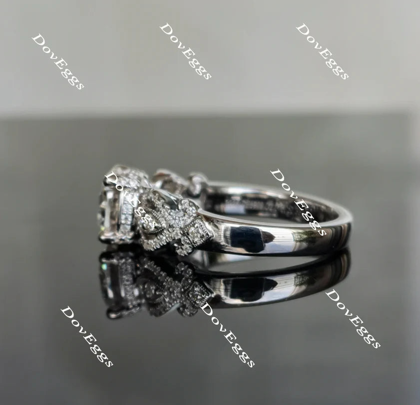 Lab Diamond Ring with Pave Accents (Moissanite/LGD) in 10K/14K Gold or Platinum | DovEggs