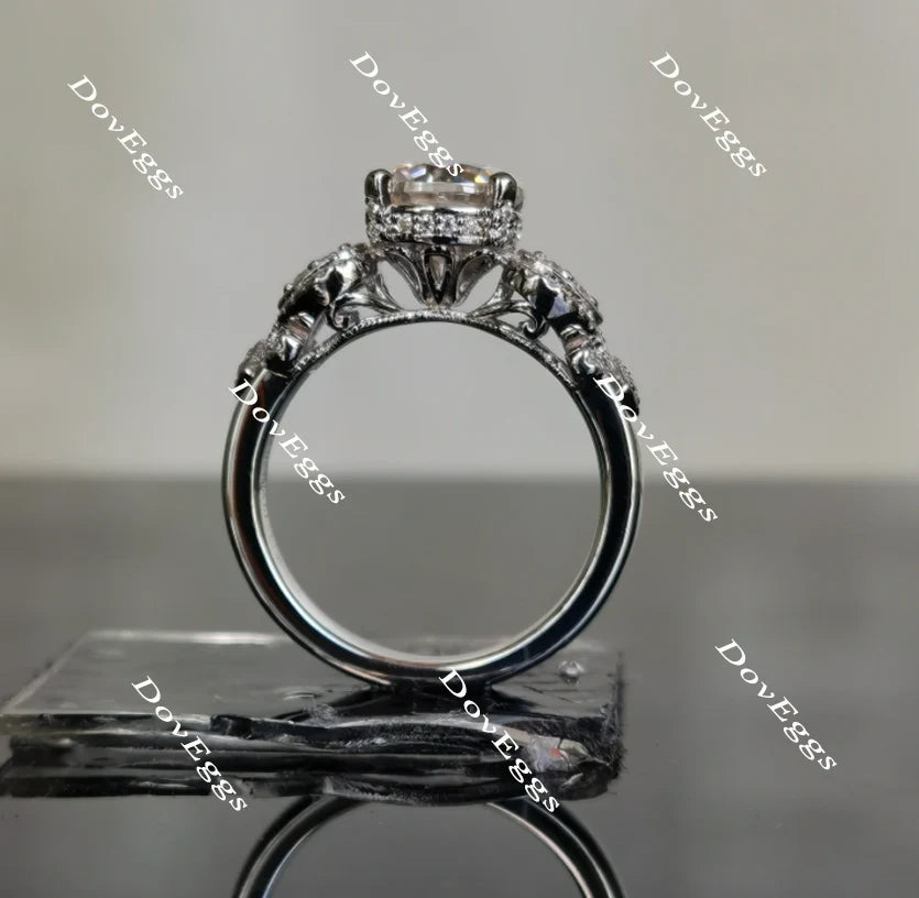 Lab Diamond Ring with Pave Accents (Moissanite/LGD) in 10K/14K Gold or Platinum | DovEggs