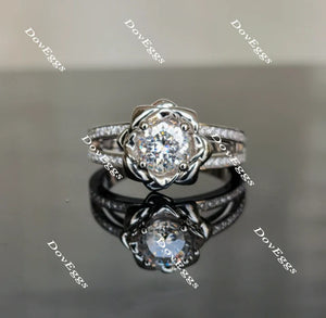 Floral Lab Diamond Ring with Pave Accents in Platinum | DovEggs