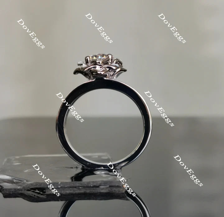 Floral Lab Diamond Ring with Pave Accents in Platinum | DovEggs