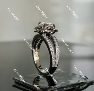 Floral Lab Diamond Ring with Pave Accents in Platinum | DovEggs