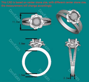 Floral Lab Diamond Ring with Pave Accents in Platinum | DovEggs