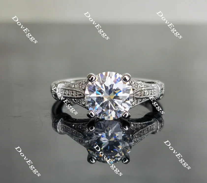 Lab Diamond Ring with Pave Accents (Moissanite/LGD) in 10K/14K Gold or Platinum | DovEggs