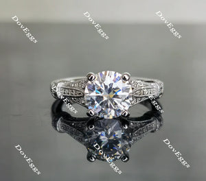 Lab Diamond Ring with Pave Accents (Moissanite/LGD) in 10K/14K Gold or Platinum | DovEggs