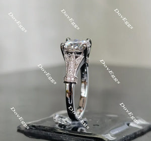 Lab Diamond Ring with Pave Accents (Moissanite/LGD) in 10K/14K Gold or Platinum | DovEggs