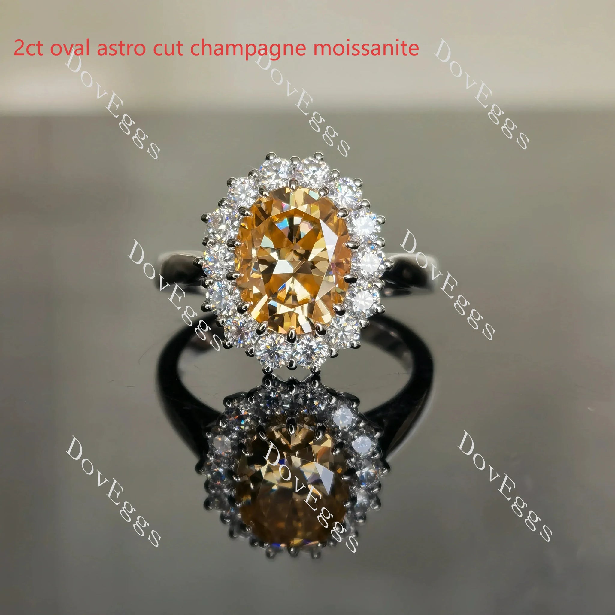 Doveggs halo colored moissanite engagement ring for women