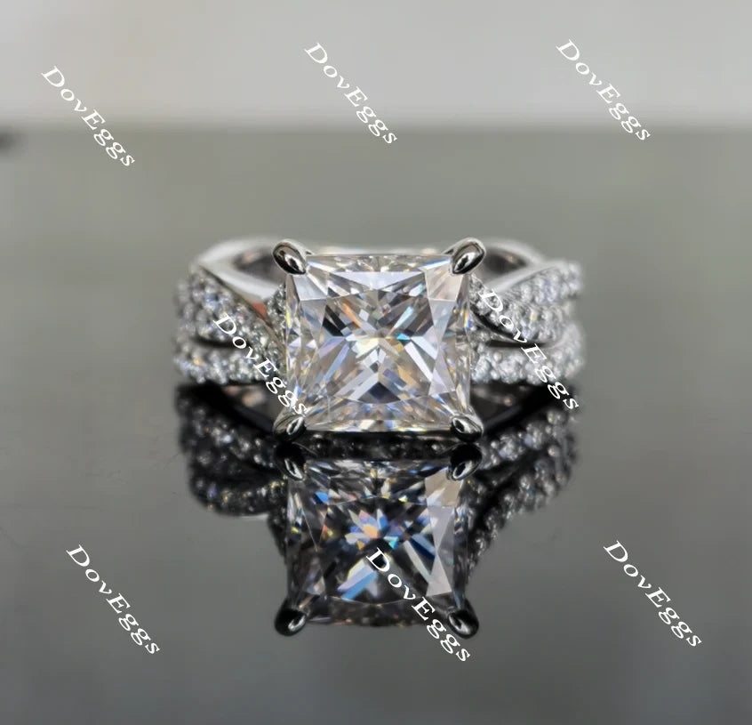 Lab Diamond Ring with Pave Accents (Moissanite/LGD) in 10K/14K Gold or Platinum | DovEggs