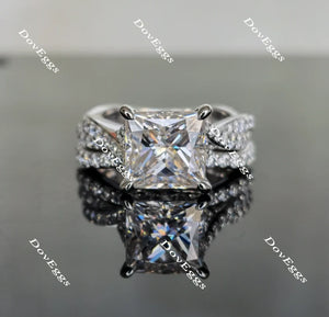 Lab Diamond Ring with Pave Accents (Moissanite/LGD) in 10K/14K Gold or Platinum | DovEggs