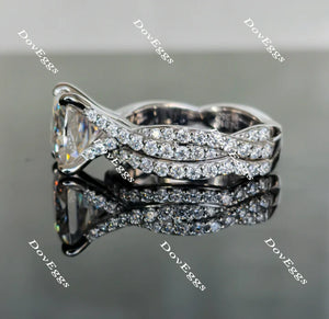 Lab Diamond Ring with Pave Accents (Moissanite/LGD) in 10K/14K Gold or Platinum | DovEggs