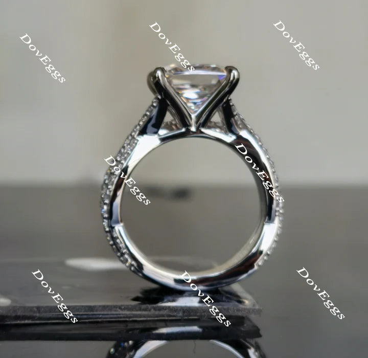 Lab Diamond Ring with Pave Accents (Moissanite/LGD) in 10K/14K Gold or Platinum | DovEggs