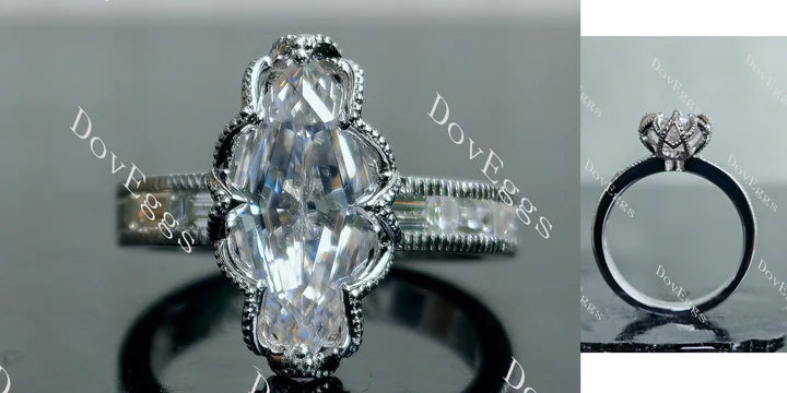 Half eternity floral pave engagement ring semi-mount only(Exclusively to DovEggs Stones)