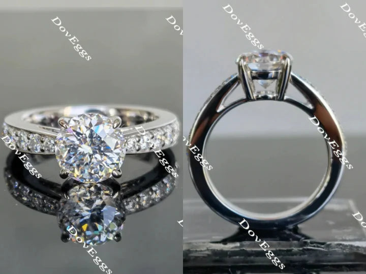 Eternity Pave Lab Diamond Ring with Pave Accents in 10K/14K Gold or Platinum | DovEggs