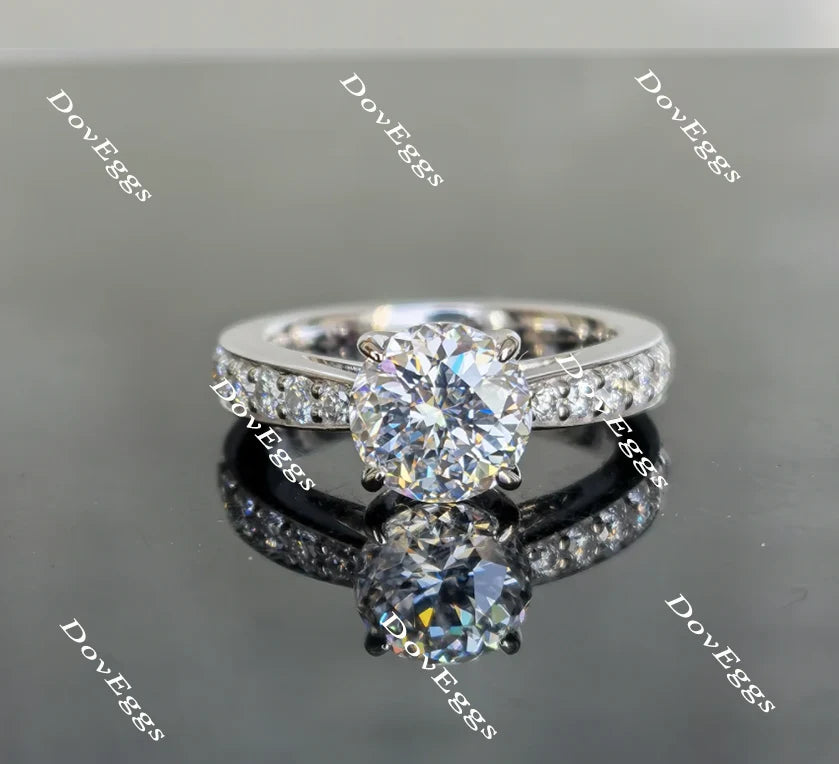 Eternity Pave Lab Diamond Ring with Pave Accents in 10K/14K Gold | DovEggs