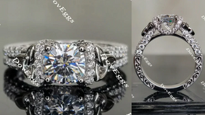 Lab Diamond Ring with GHI Color Accents (Moissanite/LGD) in 10K/14K Gold or Platinum | DovEggs