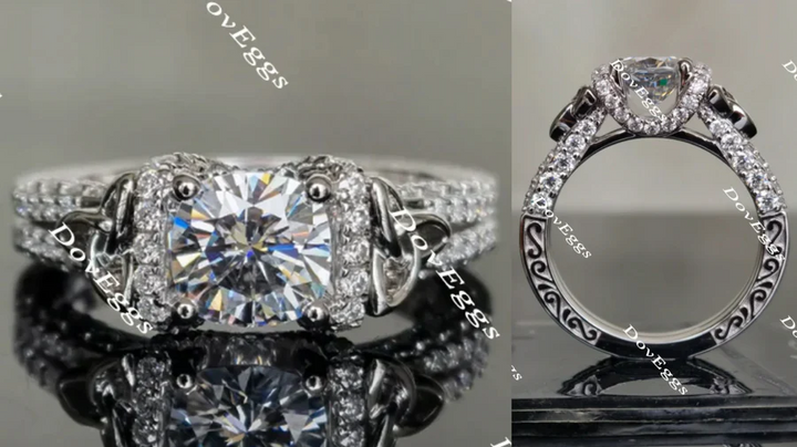 Lab Diamond Ring with GHI Color Accents (Moissanite/LGD) in 10K/14K Gold or Platinum | DovEggs
