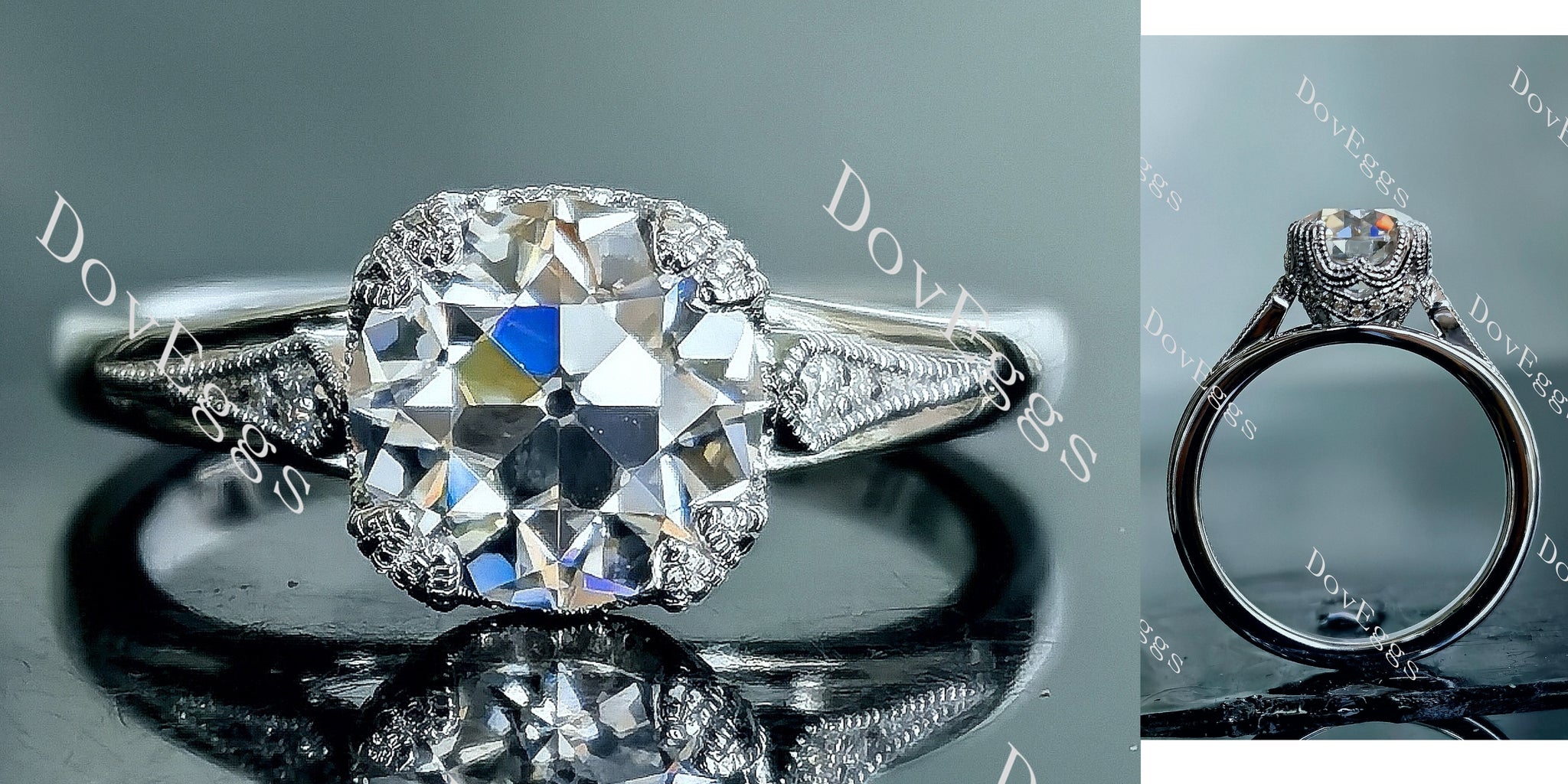 art deco moissanite engagement ring