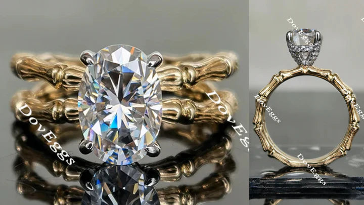 Lab Diamond Ring with Pave Accents (Moissanite/LGD) in 10K/14K Gold or Platinum | DovEggs