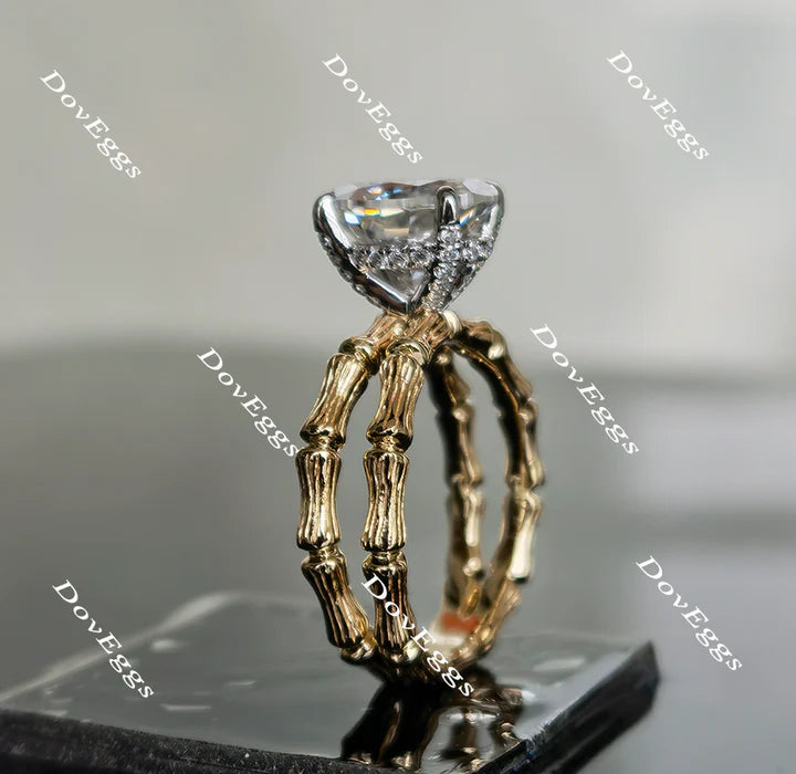 Lab Diamond Ring with Pave Accents (Moissanite/LGD) in 10K/14K Gold or Platinum | DovEggs