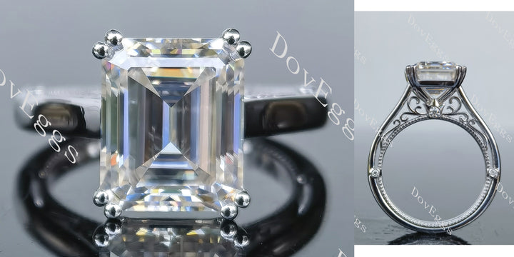 DovEggs vintage cushion moissanite engagement ring