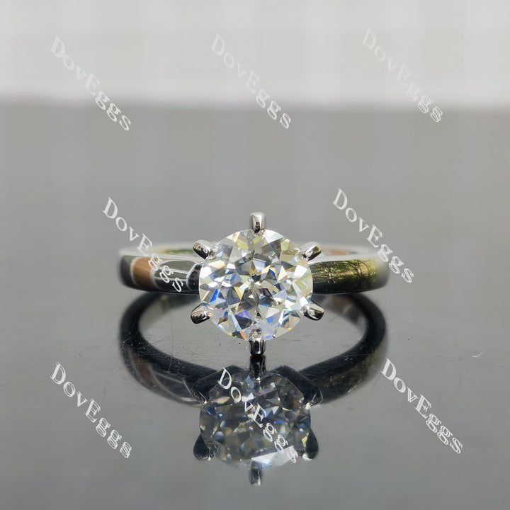 (size 7.75) Doveggs sterling silver 2ct GHI color round moissanite engagement ring