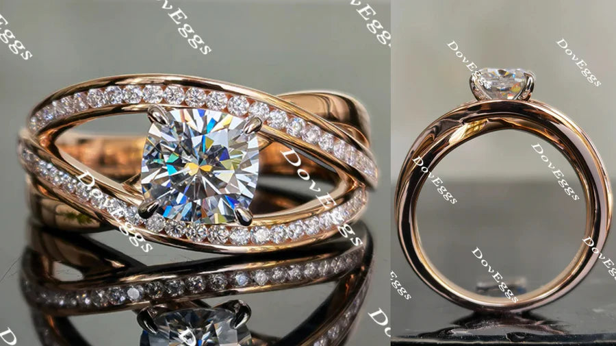 Lab Diamond Ring with Pave Accents (Moissanite/LGD) in 10K/14K Gold or Platinum | DovEggs