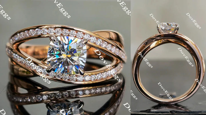Lab Diamond Ring with Pave Accents (Moissanite/LGD) in 10K/14K Gold or Platinum | DovEggs