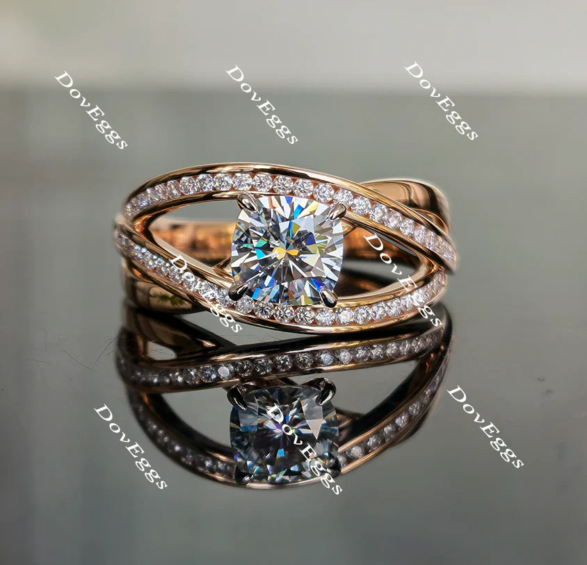 Lab Diamond Ring with Pave Accents (Moissanite/LGD) in 10K/14K Gold or Platinum | DovEggs
