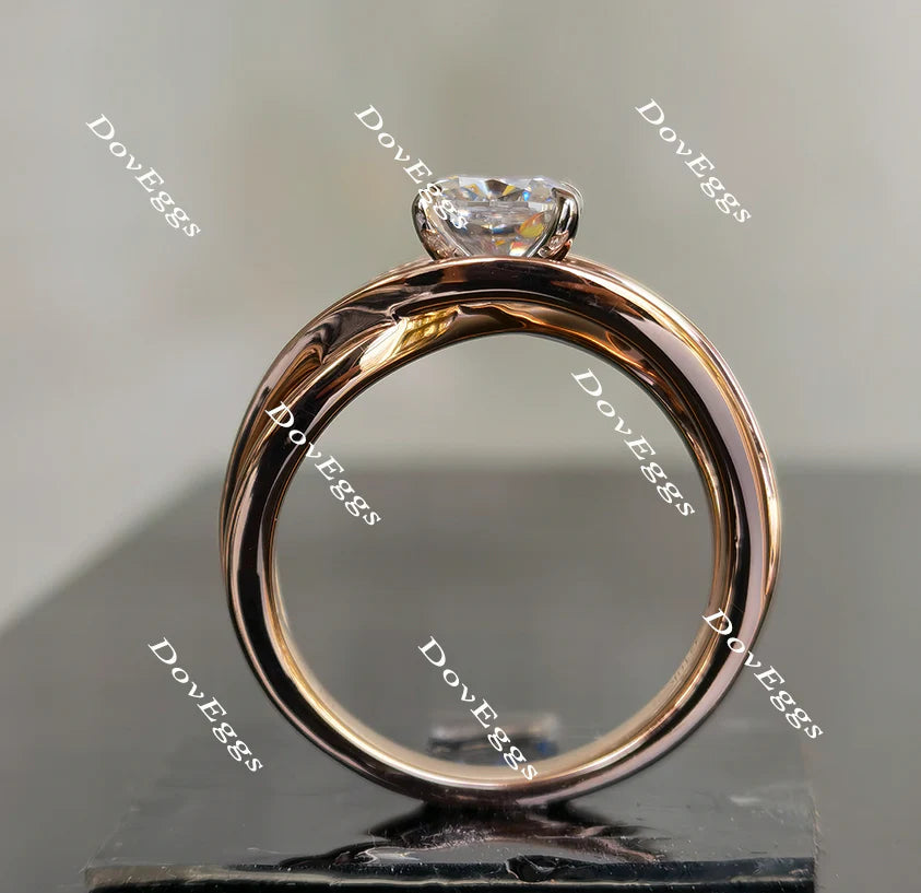 Lab Diamond Ring with Pave Accents (Moissanite/LGD) in 10K/14K Gold or Platinum | DovEggs