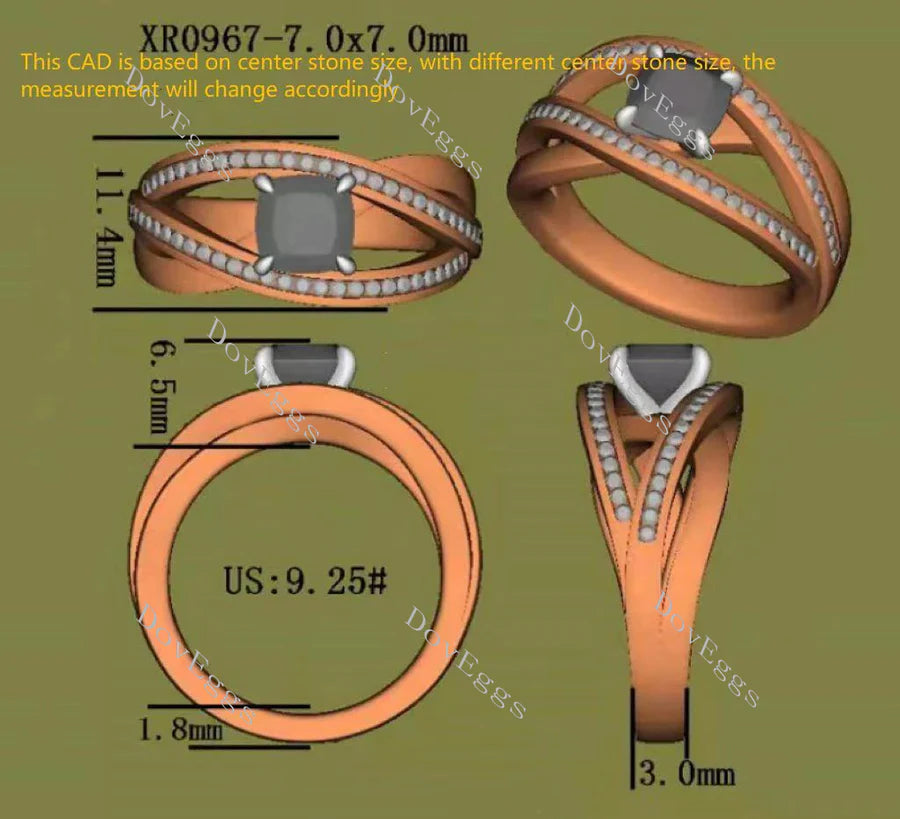 Lab Diamond Ring with Pave Accents (Moissanite/LGD) in 10K/14K Gold or Platinum | DovEggs