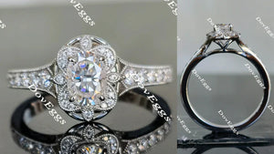 Lab Diamond Ring with GHI Color Accents (Moissanite/LGD) in 10K/14K/18K Gold or Platinum | DovEggs