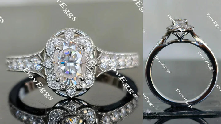 Lab Diamond Ring with GHI Color Accents (Moissanite/LGD) in 10K/14K/18K Gold or Platinum | DovEggs