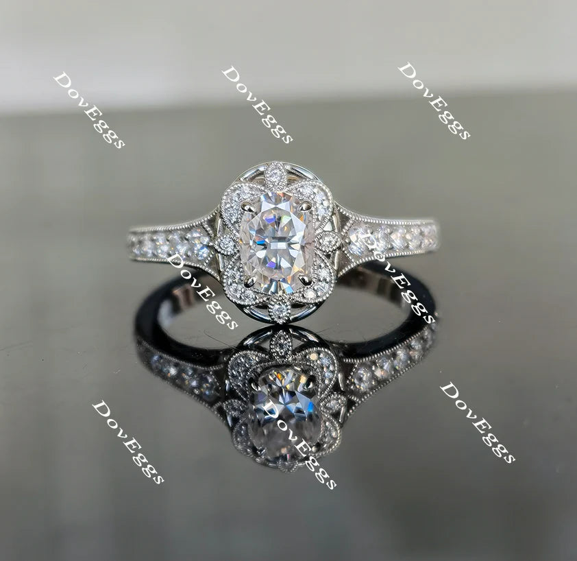 Lab Diamond Ring with GHI Color Accents (Moissanite/LGD) in 10K/14K/18K Gold or Platinum | DovEggs