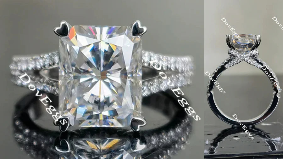 Lab Diamond Ring with Pave Accents (Moissanite/LGD) in 10K/14K/18K Gold or Platinum | DovEggs