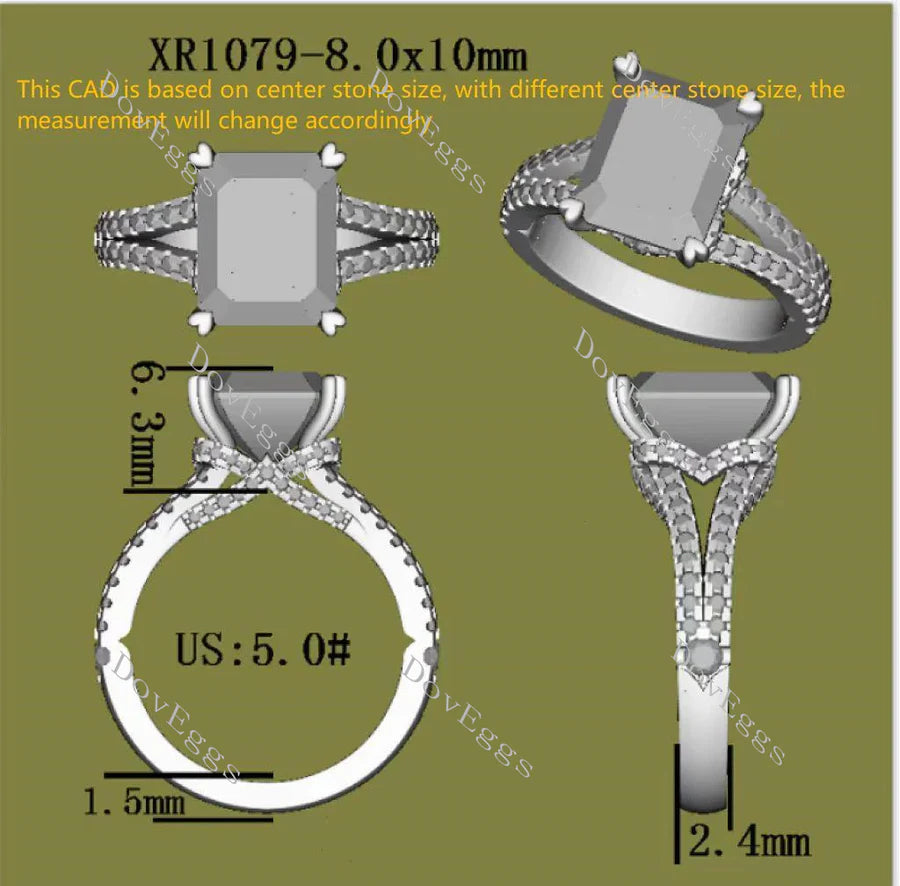 Lab Diamond Ring with Pave Accents (Moissanite/LGD) in 10K/14K/18K Gold or Platinum | DovEggs