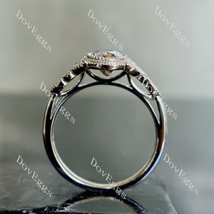 Art deco sterling silver moissanite engagement ring|Doveggs