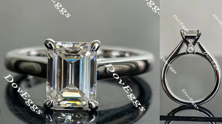 Bezel solitaire Art Deco ethical lab diamond Engagement Ring | DovEggs